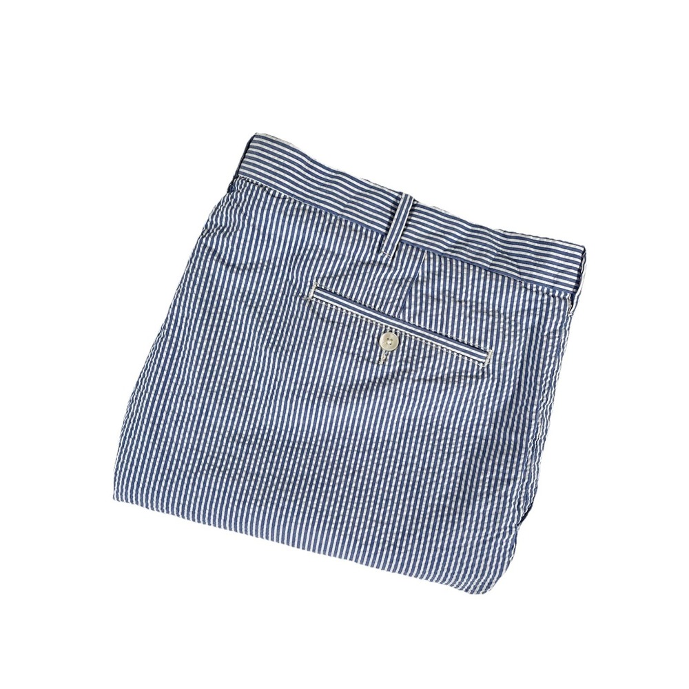 VTG Polo Ralph Lauren Blue White Striped Seersucker‎ Shorts Men's Sz 46B Preppy
